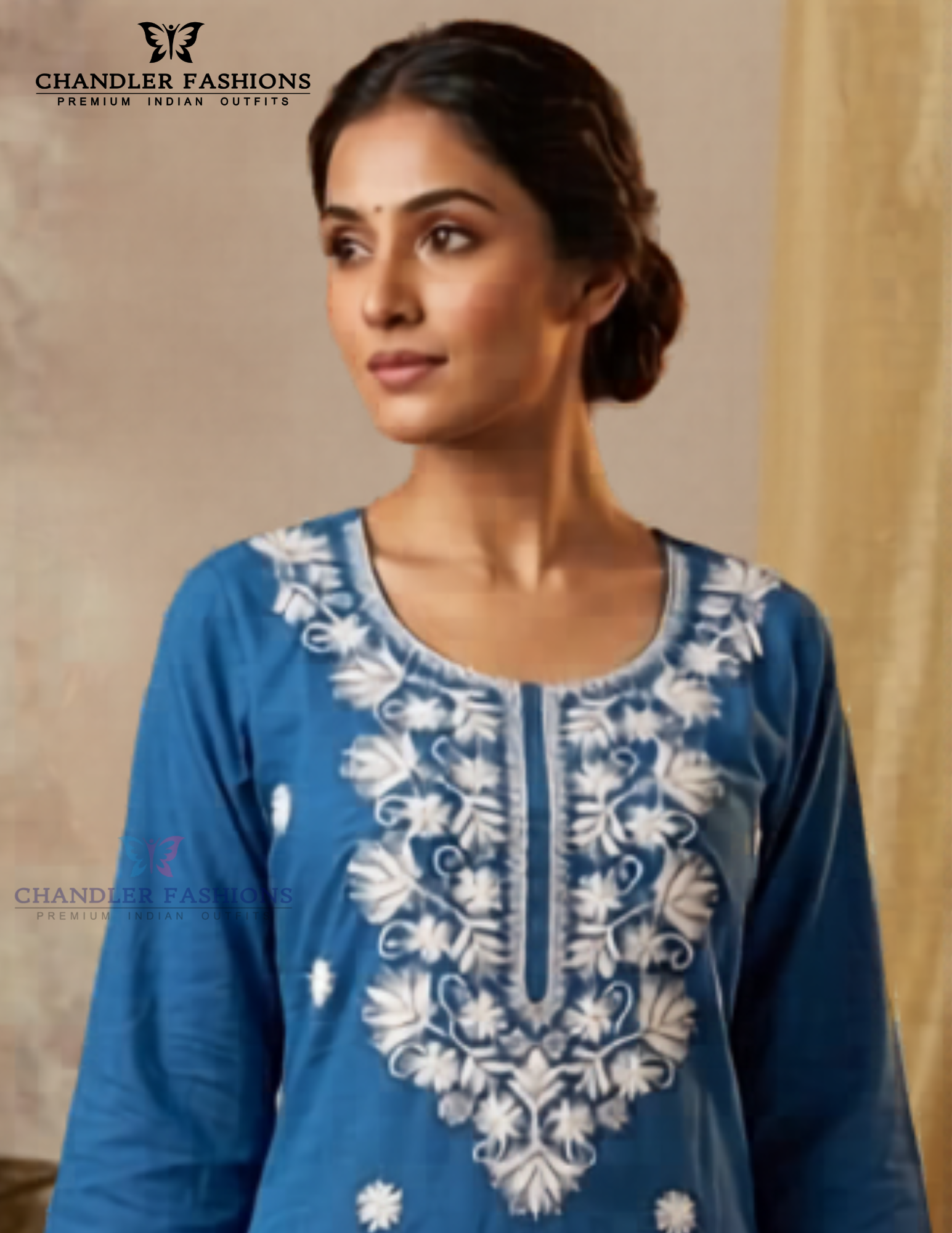 Blue Color Rayon With Embroidery Work Kurti Near Me