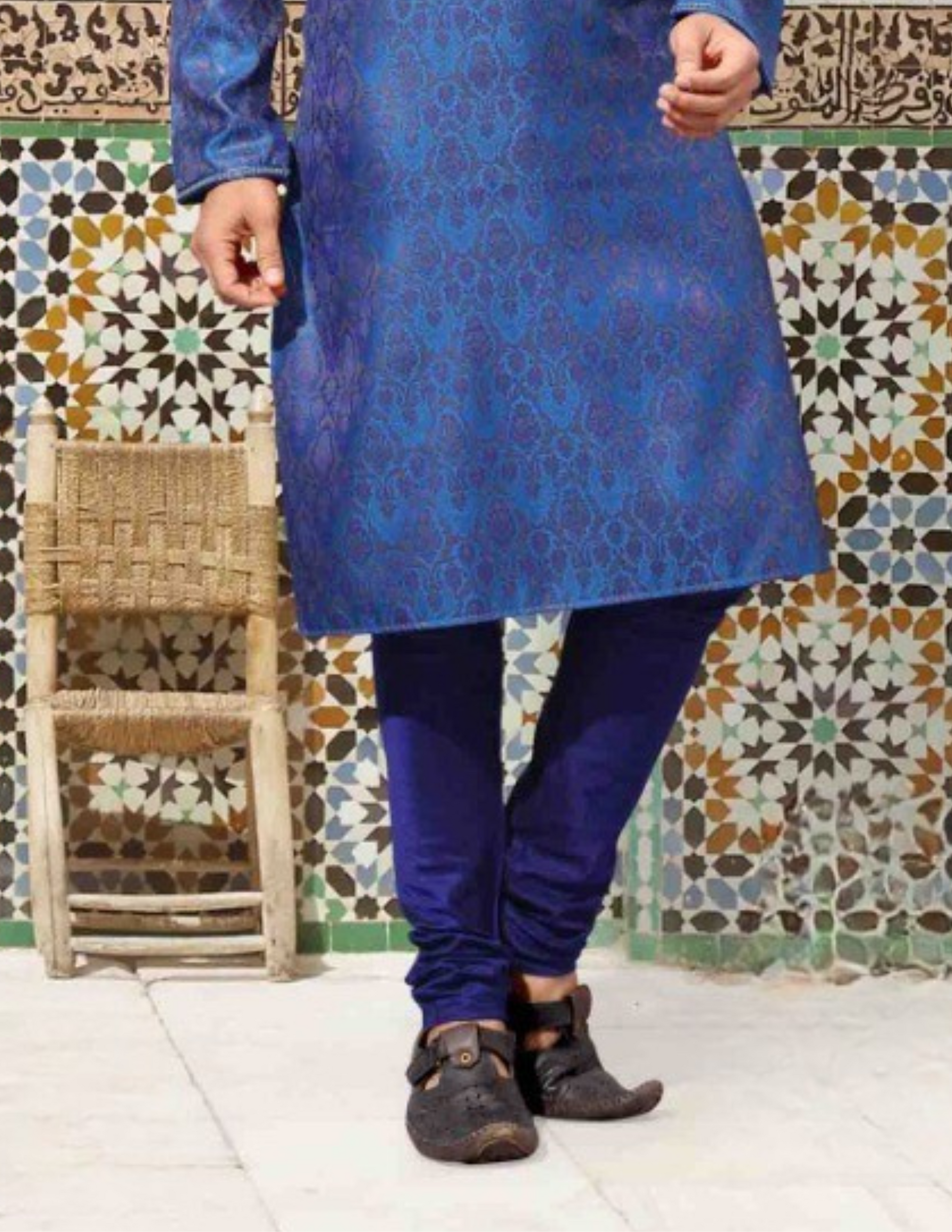 Blue Slub Silk Pajama Pant In USA