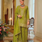 Charming Olive Green Color Chinon With Embroidery Work Palazzo Suit With Dupatta For Women