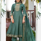 Charming Green Color Rayon With Embroidery And Sequins Work Salwar Suits For Women