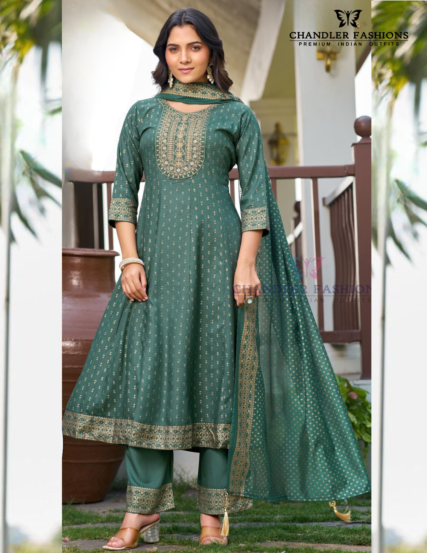 Charming Green Color Rayon With Embroidery And Sequins Work Salwar Suits For Women