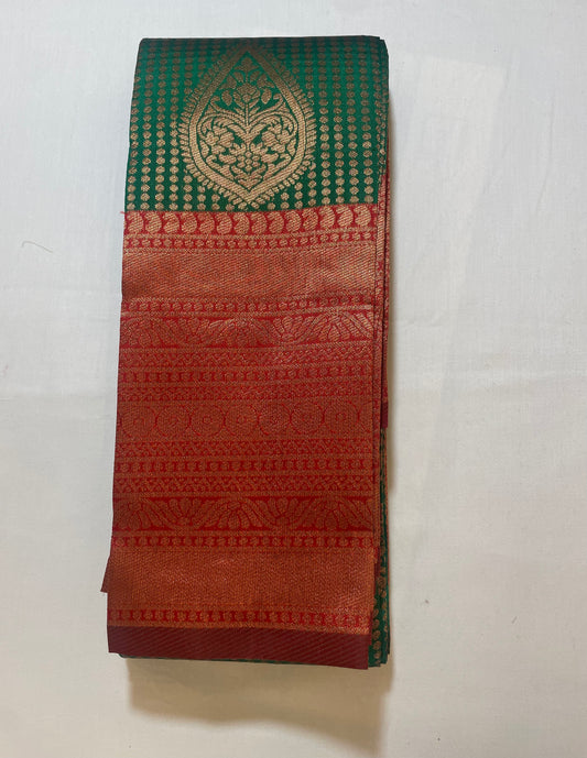 Attractive Green Color Banarasi Soft Silk Saree With Gold Zari