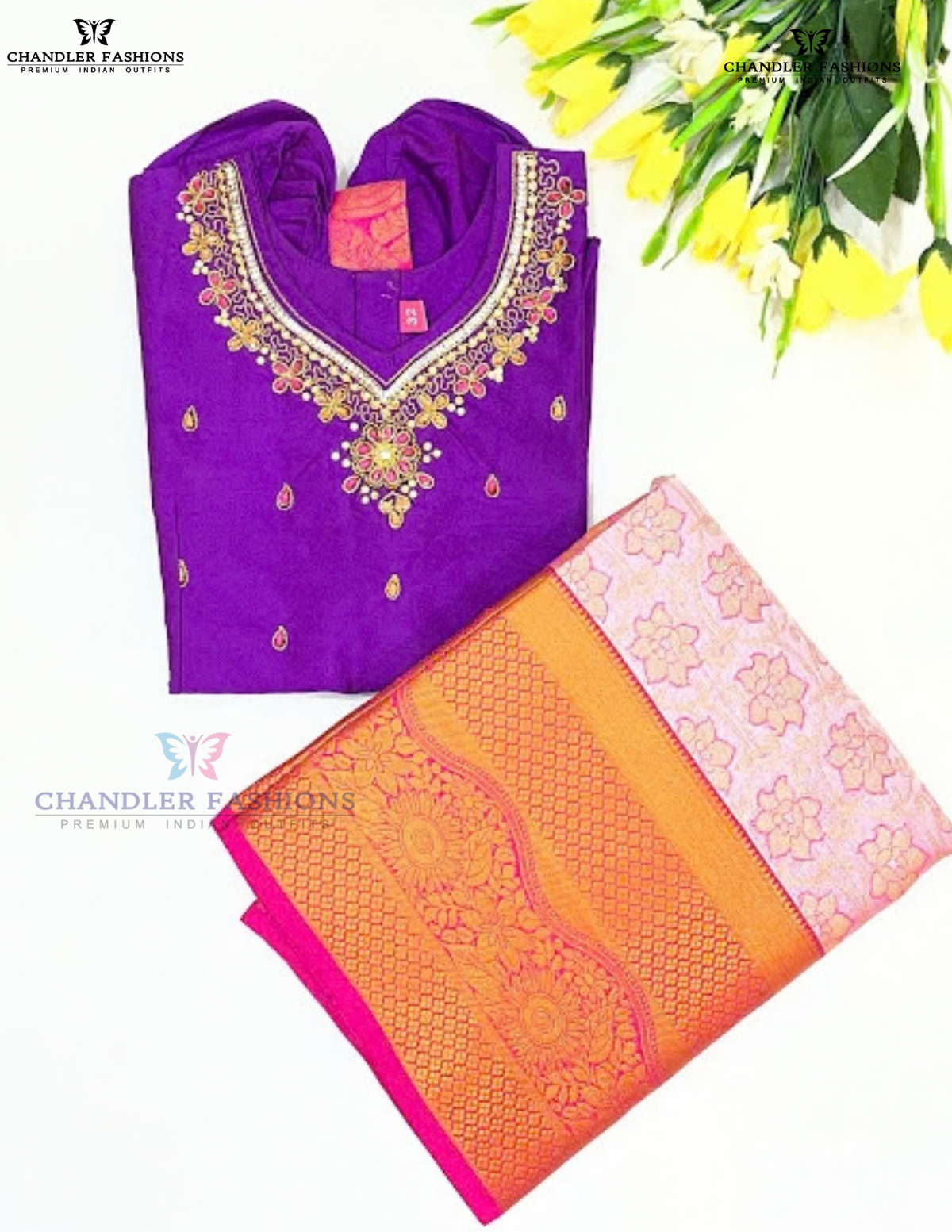  Voilet And Pink Color Art Silk Langa Set With Stone And Zari Work In Tempe