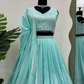 Light Blue Color Embroidery Sequins Work Lehenga Choli In USA