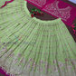 Fabulous Green And Pink Color Georgette With Heavy Embroidery And Sequins Work Lehenga For Women
