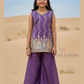 Stunning Purple Color Silk With Embroidery And Sequins Work Sharara Suits For Girls