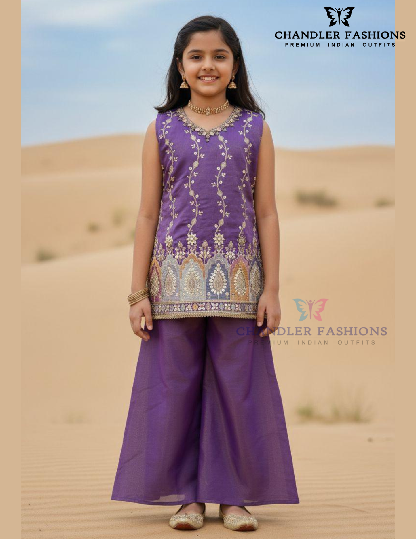 Stunning Purple Color Silk With Embroidery And Sequins Work Sharara Suits For Girls