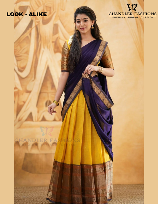 Attractive Yellow And Purple Color Silk Lehenga Choli With Dupatta For Women