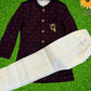 Attractive Wine Color Velvet Embroidery Work Kurta With Pajama Sets For Kids In Mesa