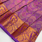Appealing Light Orange And Violet Color Silk Langa sets With Zari Work For Girls