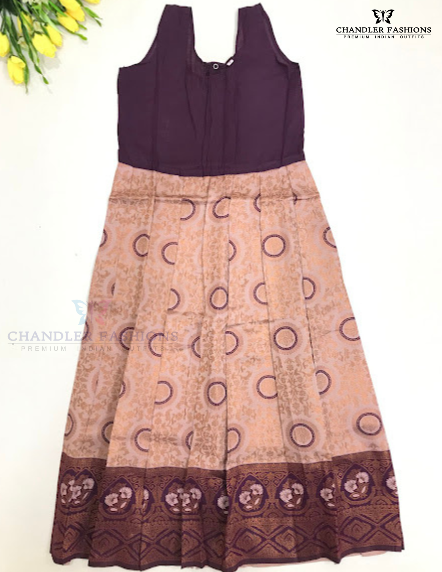 Purple And Beige Color Art Silk Langa Sets In Surprise