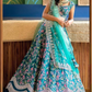 Aqua Blue Designer Attractive Party Wear Embroidered Work Malay Satin Lehenga Choli