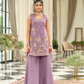 Beautiful Lavender Color Shimmer Silk With Embroidery Work Palazzo Suits For Women