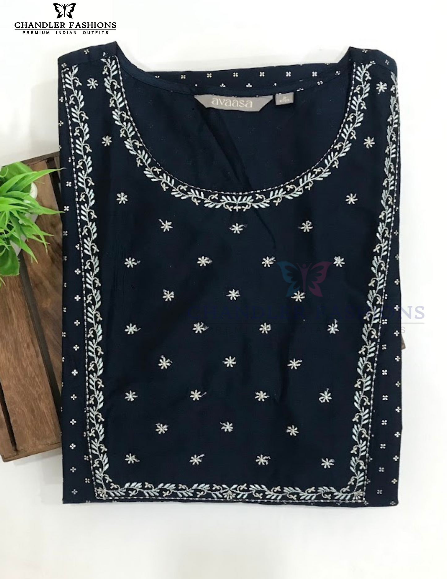 Alluring Blue Color Cotton With Embroidery And Printed Work Kurti In USA