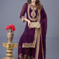 Wonderful Purple Color Faux Georgette Sharara Suit With Heavy Embroidery Sequins Thread Work For Women