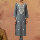 Elegant Gray Color Rayon With Embroidery Work Kurti For Women