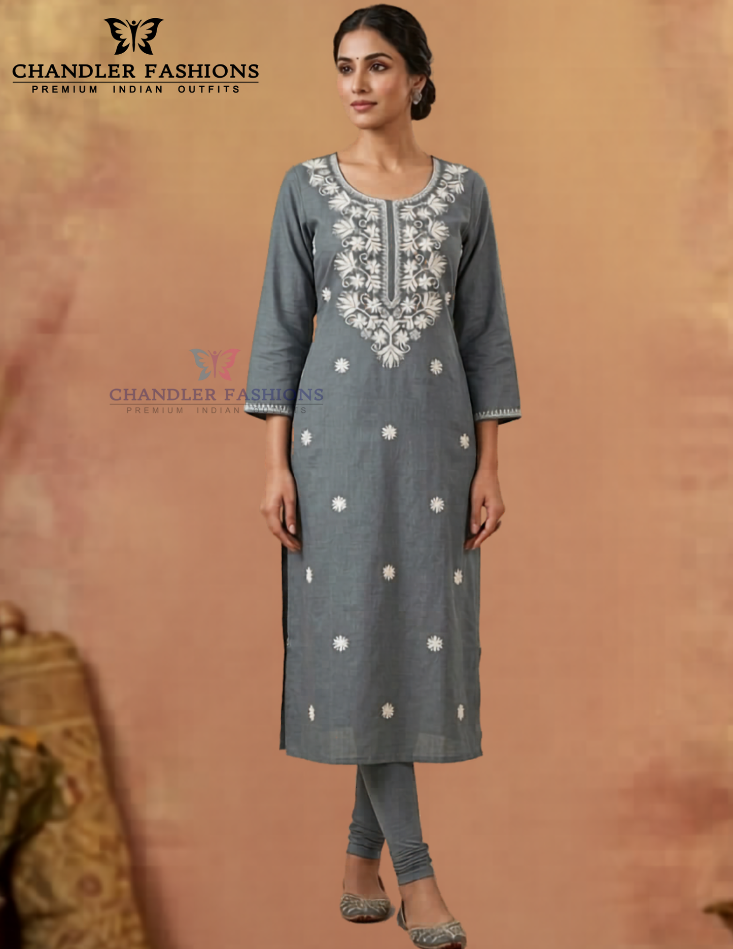 Elegant Gray Color Rayon With Embroidery Work Kurti For Women