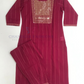 Beautiful Maroon Color Cotton With Embroidery And Sequins Work Kurti Suits For Women