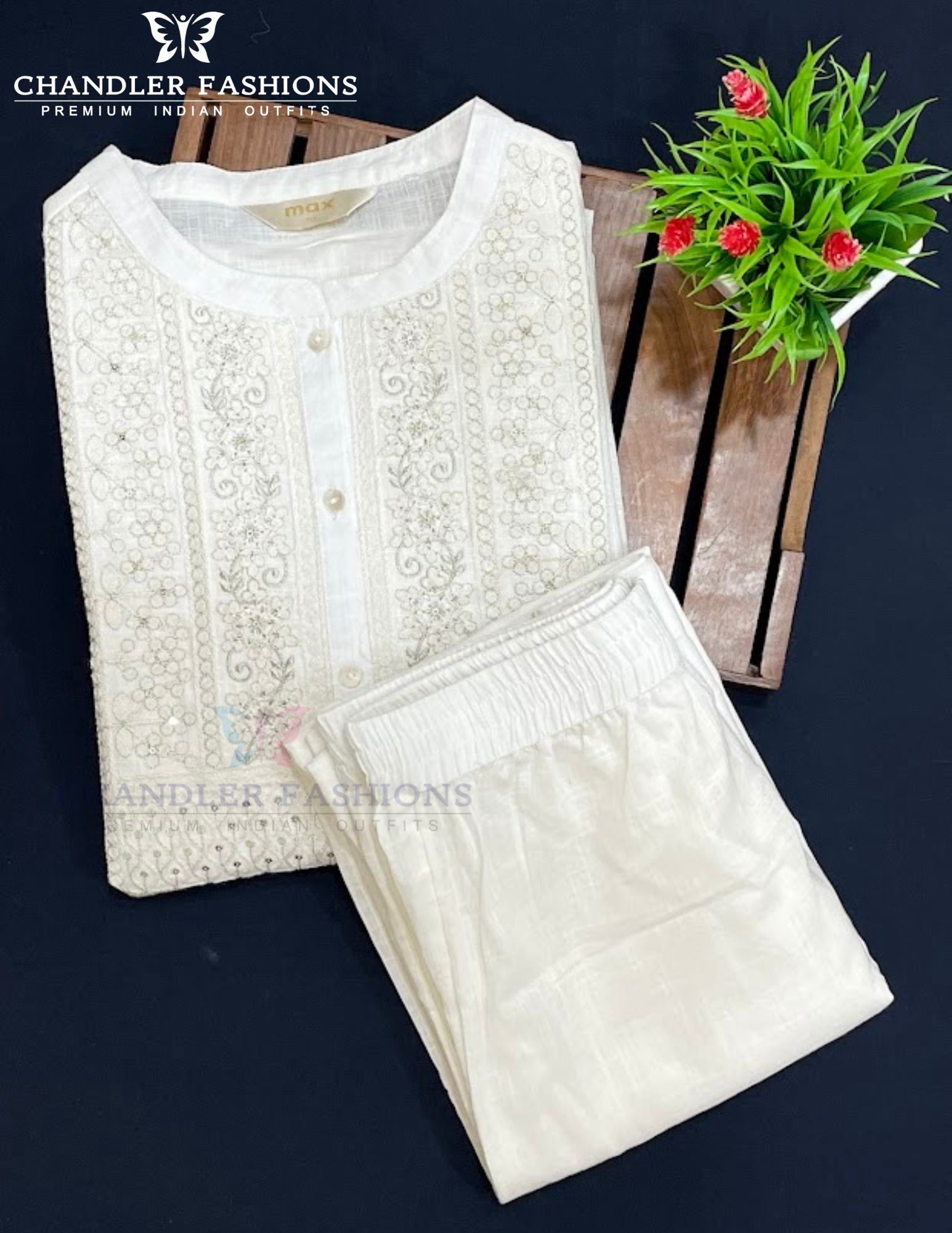 Beautiful Off White Color Cotton Kurti And Palozzo Suits In USA