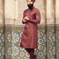 Beautiful Red Color Kurta Slub Silk Embroidery Work With Pajama Pant