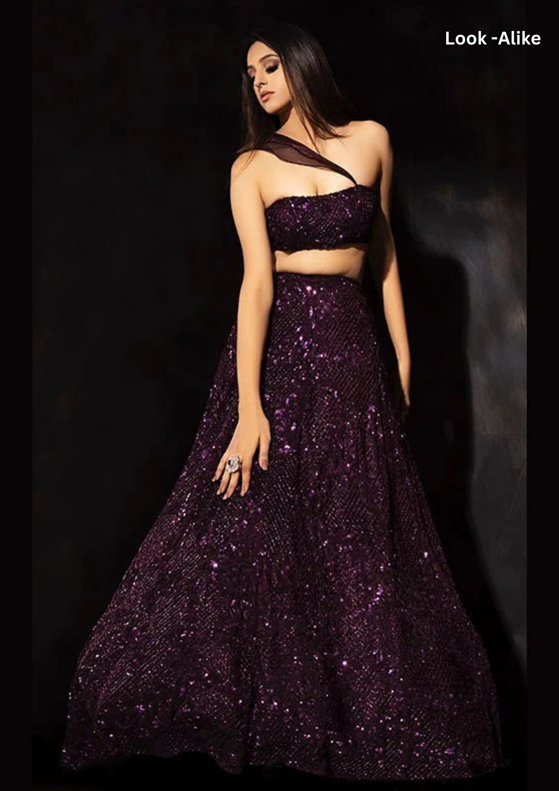 Pretty Wine Color Malay Satin Silk Sequins Work Lehenga With Dupatta