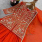 Graceful Orange Color Georgette Palazzo Suits In Mesa