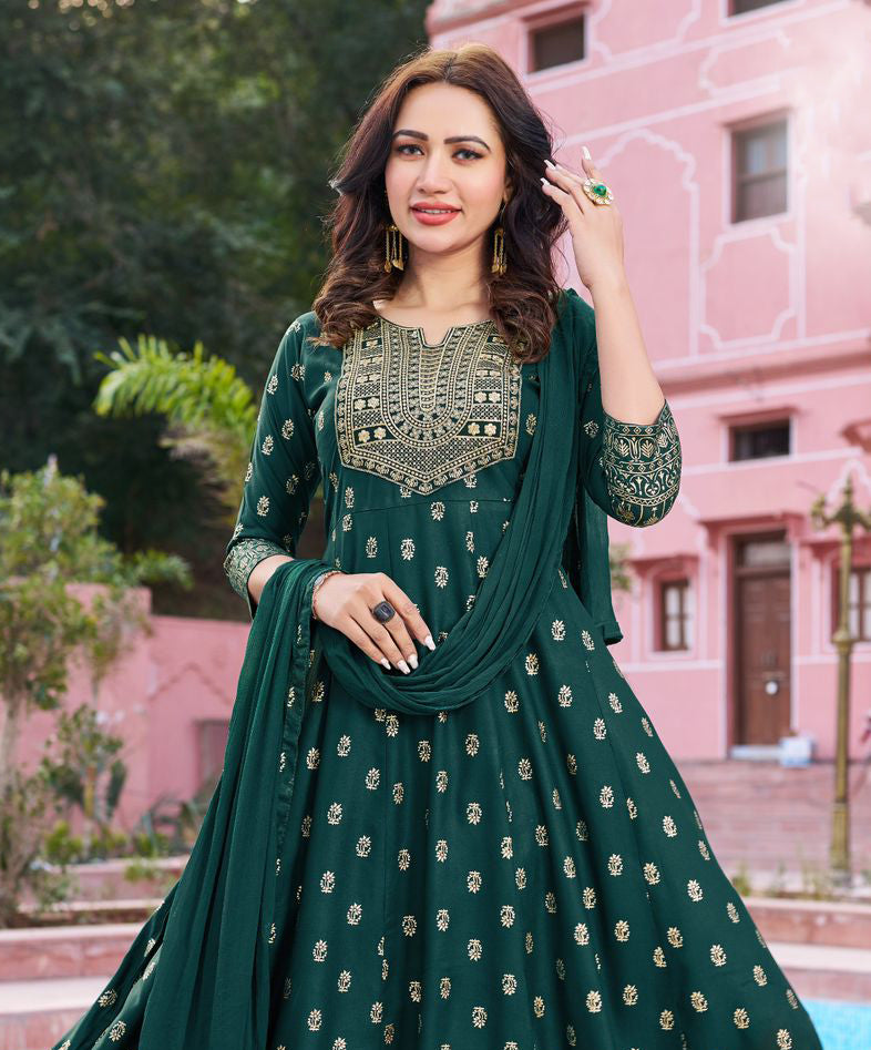 Foil Printed Zari And Embroidery Sequins Work Salwar Suits Near Me