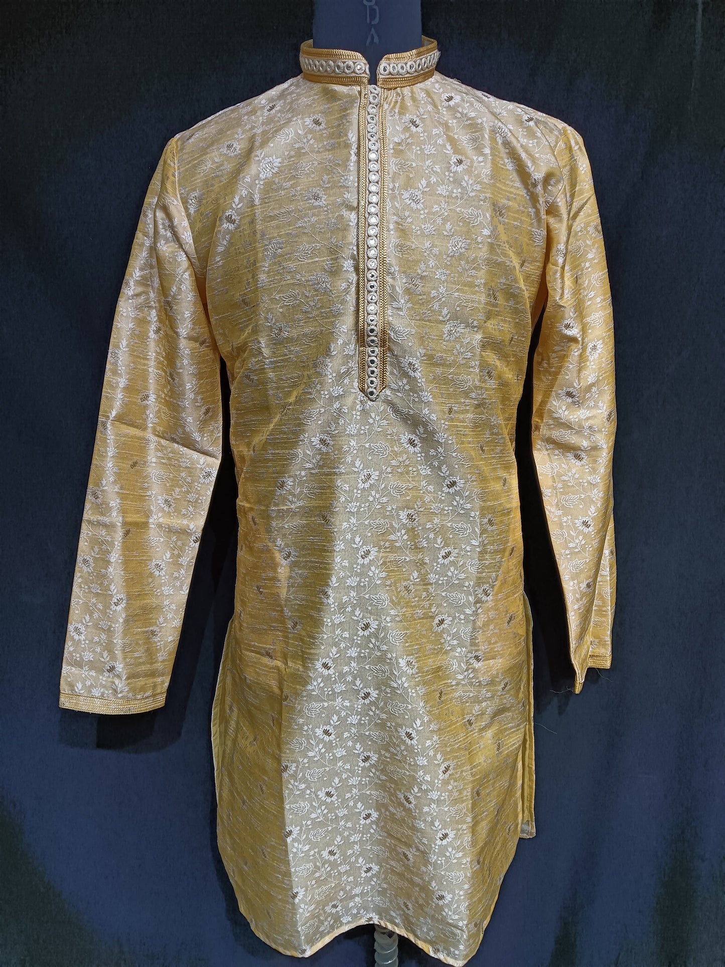 Stunning Yellow Color Silk Zari Embroidery Kurta And Pajama Pant For Men