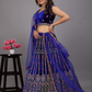 Stunning Navy Blue Colored Party Wear Velvet Lehenga Choli Near Me