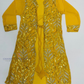 Alluring Yellow Color Georgette With Embroidery And Sequins Work Sharara Set For Kids Girls