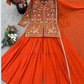 Graceful Orange Color Georgette Palazzo Suits In Chandler