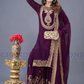 Purple Color Faux Georgette Sharara Suit With Heavy Embroidery Sequins Thread Work For Women Near Me