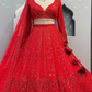 Beautiful Red Colored Soft Net Party Wear Lehenga Choli Near Me