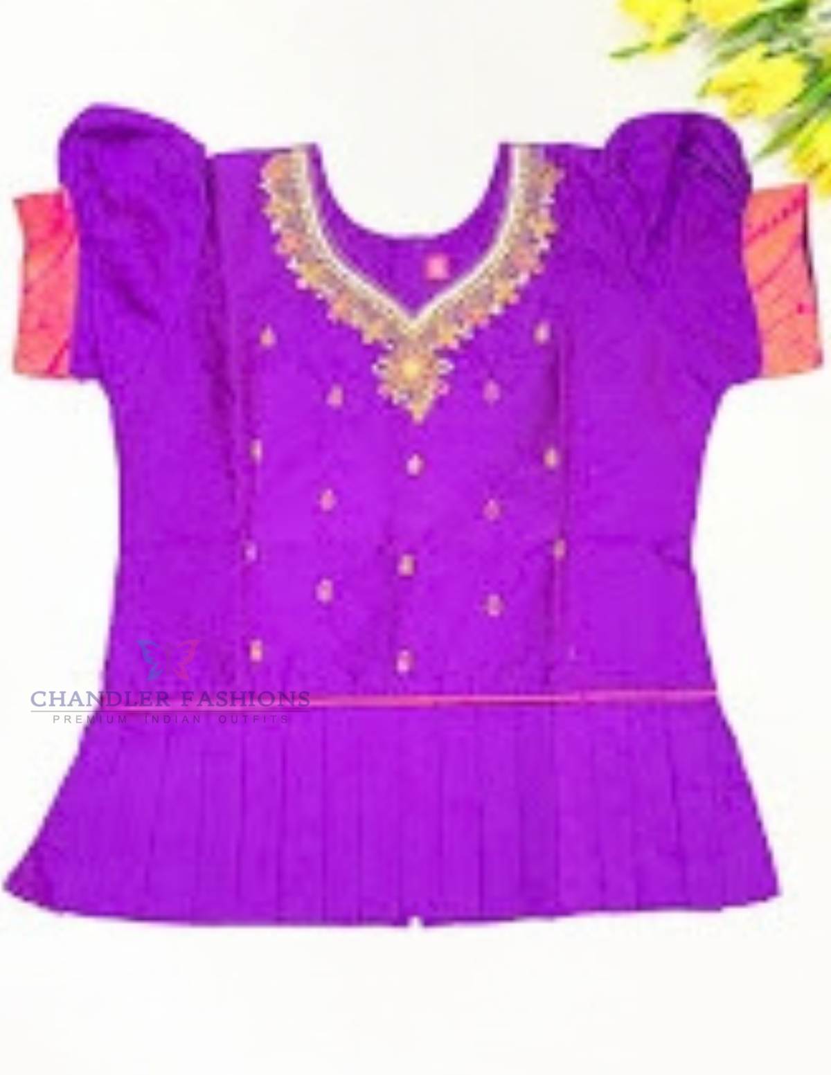   Pink Color Art Silk Langa Set With Stone And Zari Work In Chandler