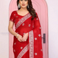 Dazzling Red Chiffon Silk Embroidery Work Saree Near Me 