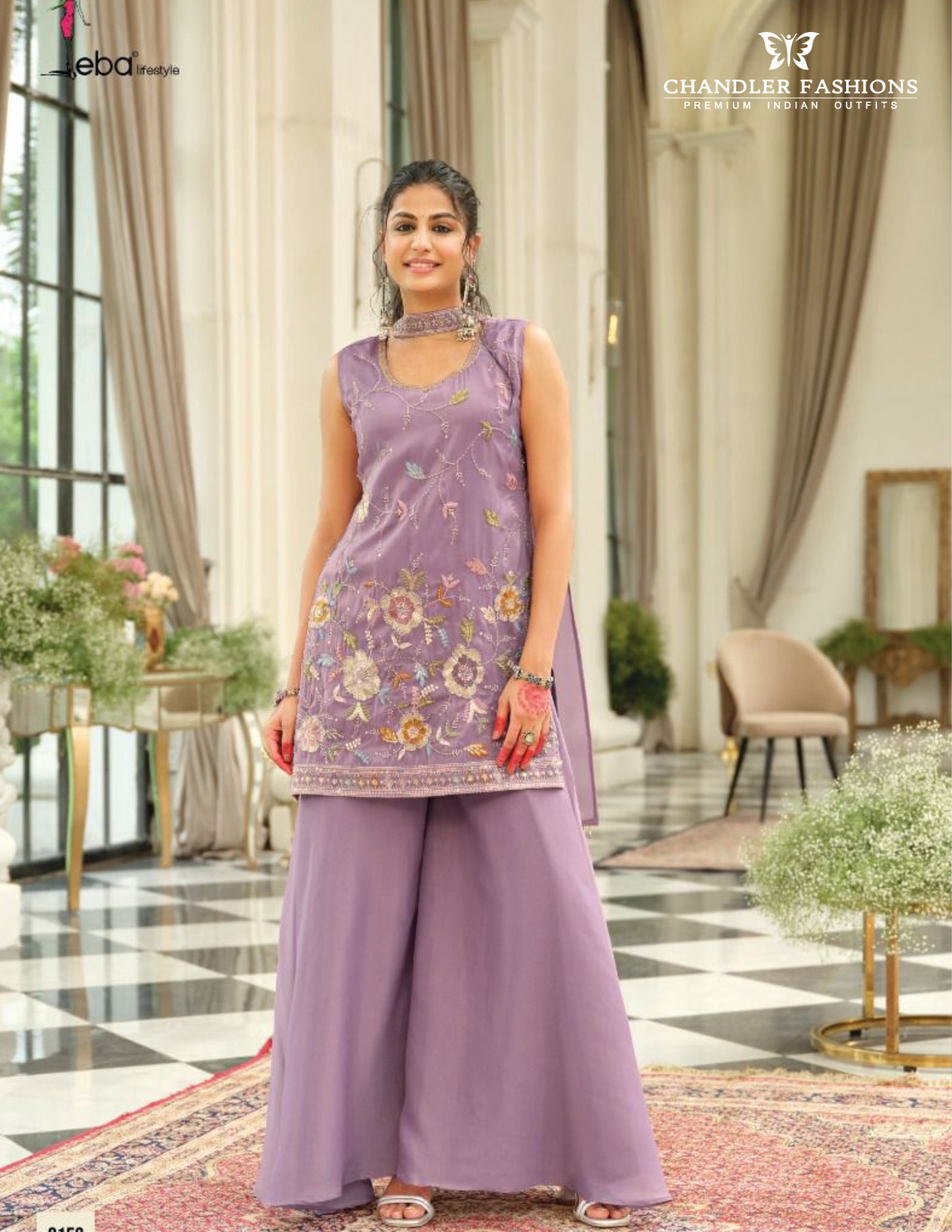  Lavender Color Shimmer Silk With Embroidery Work Palazzo Suits Near Me