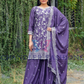 Charming Violet Color Chinon Embroidery And Sequins Work With Palazzo Suits