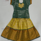 Beautiful Green And Yellow Color Silk With Stone Work Langa set For Girls