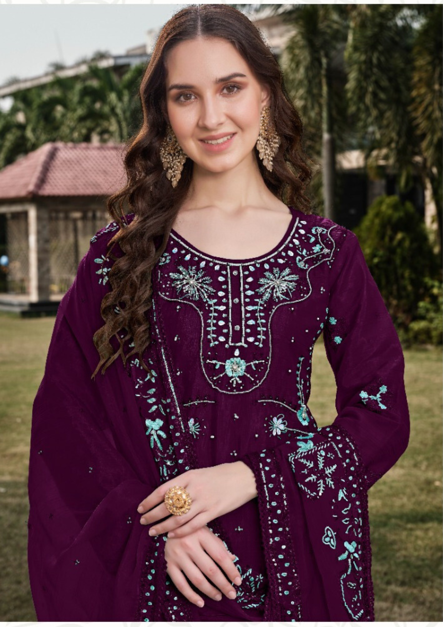 Purple Color Georgette with Embroidery Khatli Work Suit For Women In Near Me