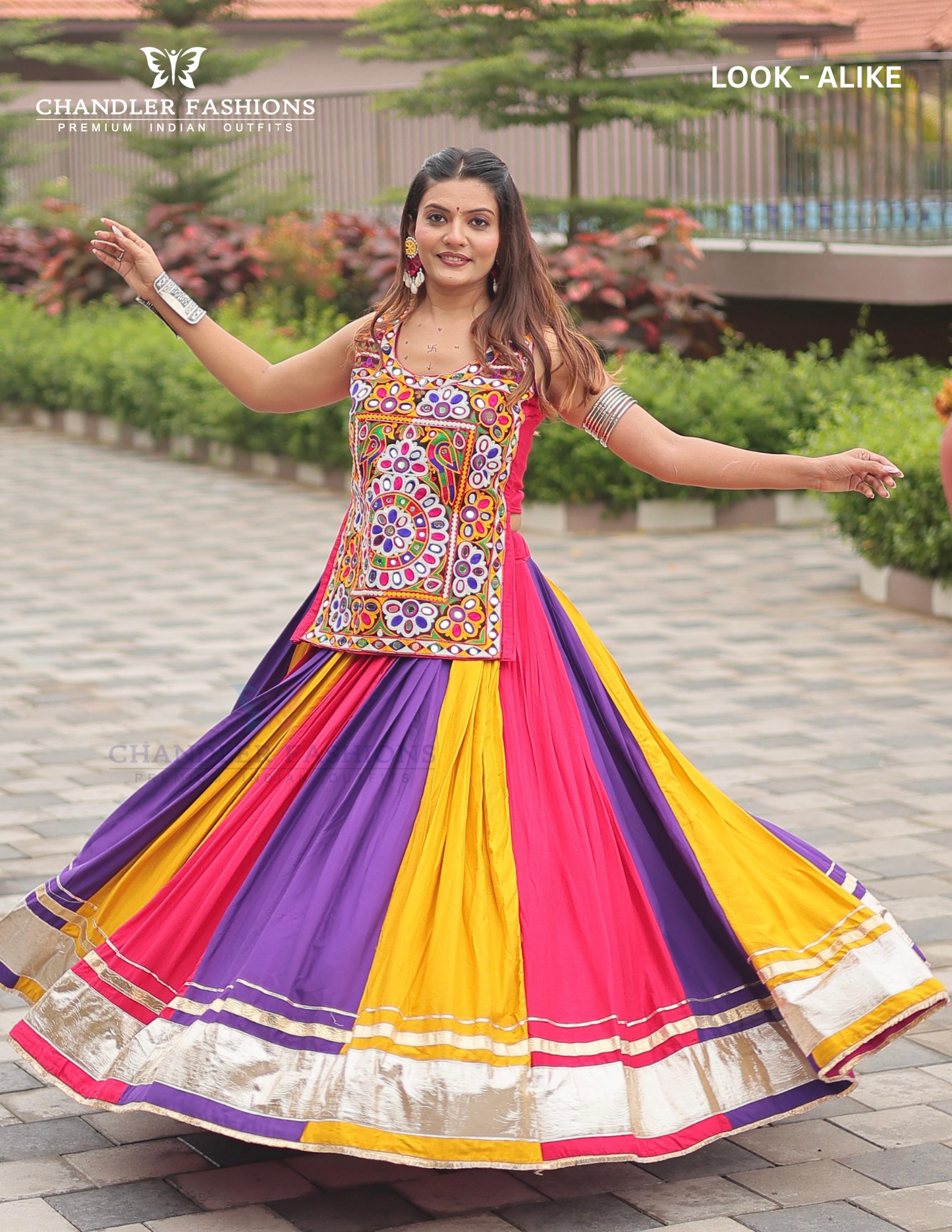 Stunning Multi Colored  Heavy Gamti Work Chaniya Choli Sets For Women