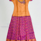 Appealing Light Orange And Violet Color Silk Langa sets With Zari Work For Girls