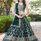 Attractive Dark Green Color Silk Jacquard With Sequins And Zari Embroidery Lehenga Choli For Women