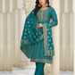 Ravishing Teal Blue Rayon With Digital Printed Work Salwar Suits For Women