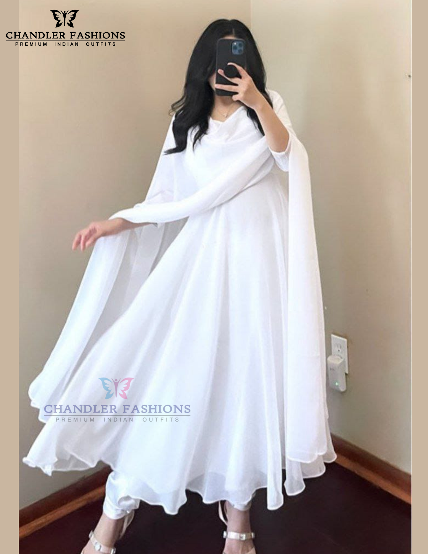 White Color Georgette Anarkali Gown Near Me