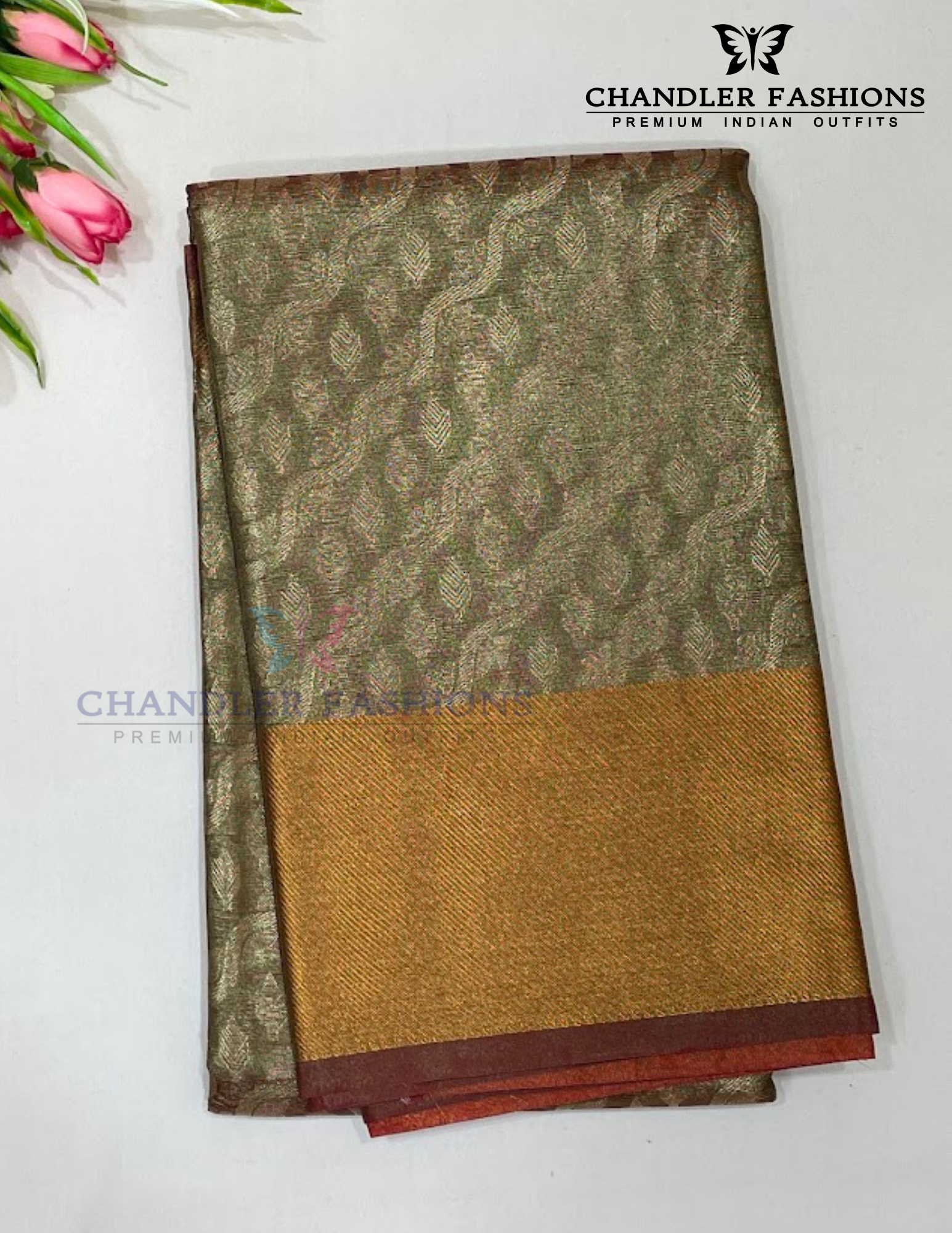Wonderful Mehendi Green Color Tissue Silk Saree For Women