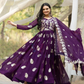 Pretty Purple Color Georgette Sequins And Thread Work Gown For Women