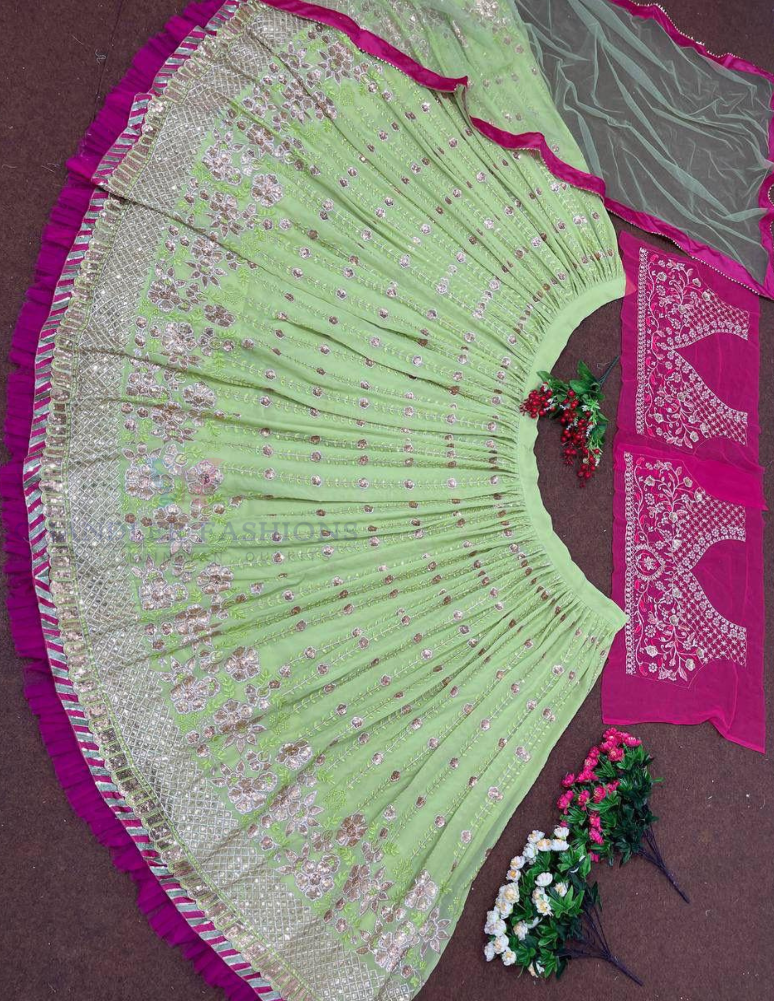 Pink Color With And Sequins Work Lehenga In USA