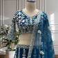 Blue Color Butterfly Net With Sequins Work Lehenga In Tempe