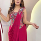 Pink Color Embroidery And Sequins Work Ready To Wear Saree Near Me