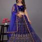 Stunning Navy Blue Colored Party Wear Velvet Lehenga Choli For Women